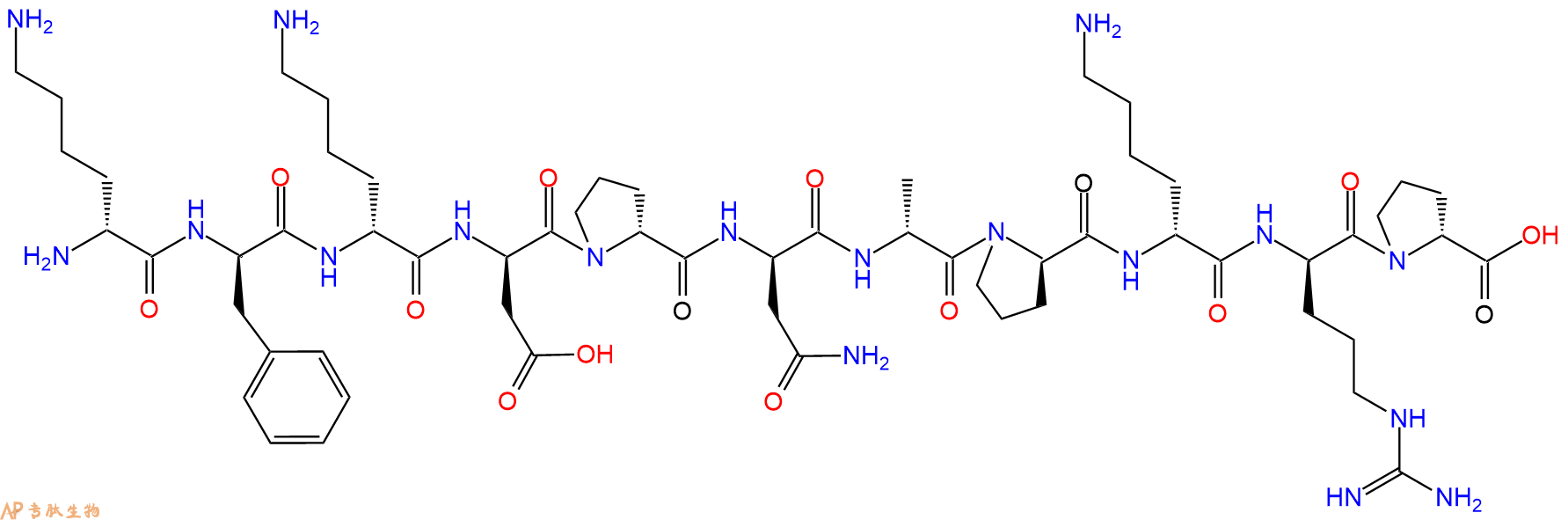 专肽生物产品H2N-DLys-DPhe-DLys-DAsp-DPro-DAsn-DAla-DPro-DLys-D