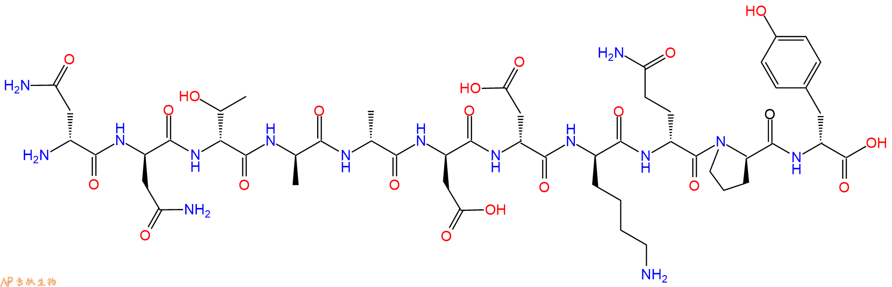 专肽生物产品H2N-DAsn-DAsn-DThr-DAla-DAla-DAsp-DAsp-DLys-DGln-D