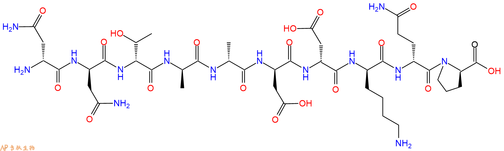专肽生物产品H2N-DAsn-DAsn-DThr-DAla-DAla-DAsp-DAsp-DLys-DGln-D