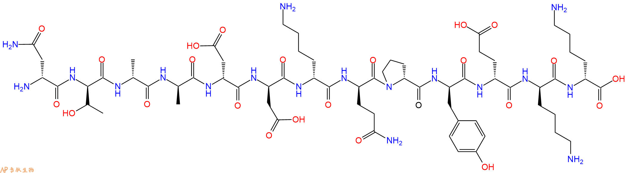 专肽生物产品H2N-DAsn-DThr-DAla-DAla-DAsp-DAsp-DLys-DGln-DPro-D