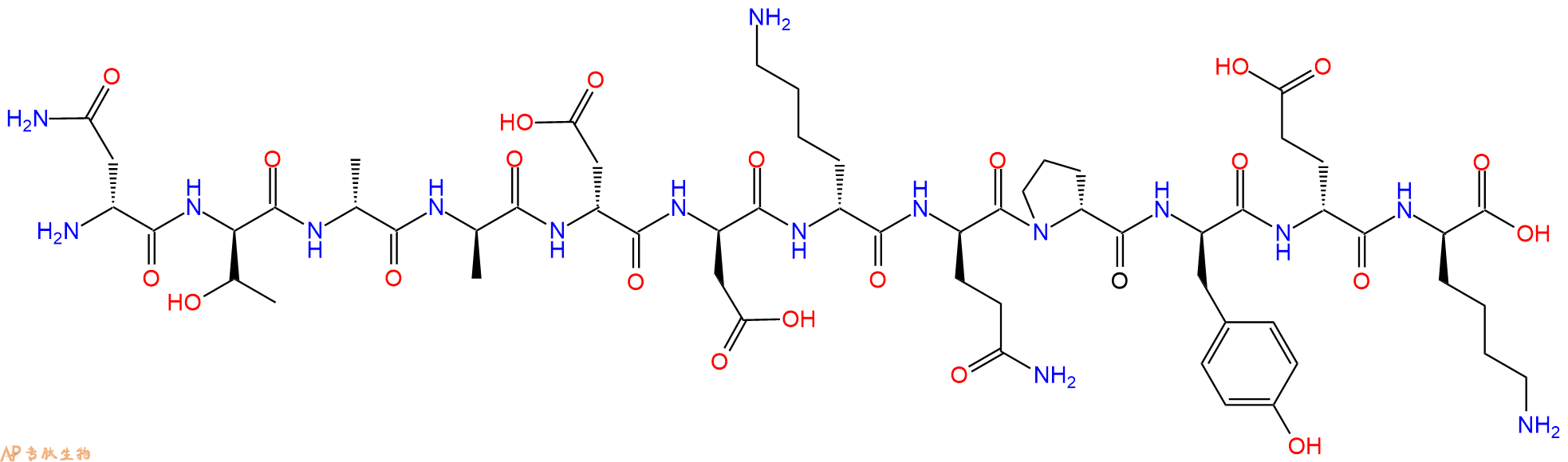 专肽生物产品H2N-DAsn-DThr-DAla-DAla-DAsp-DAsp-DLys-DGln-DPro-D