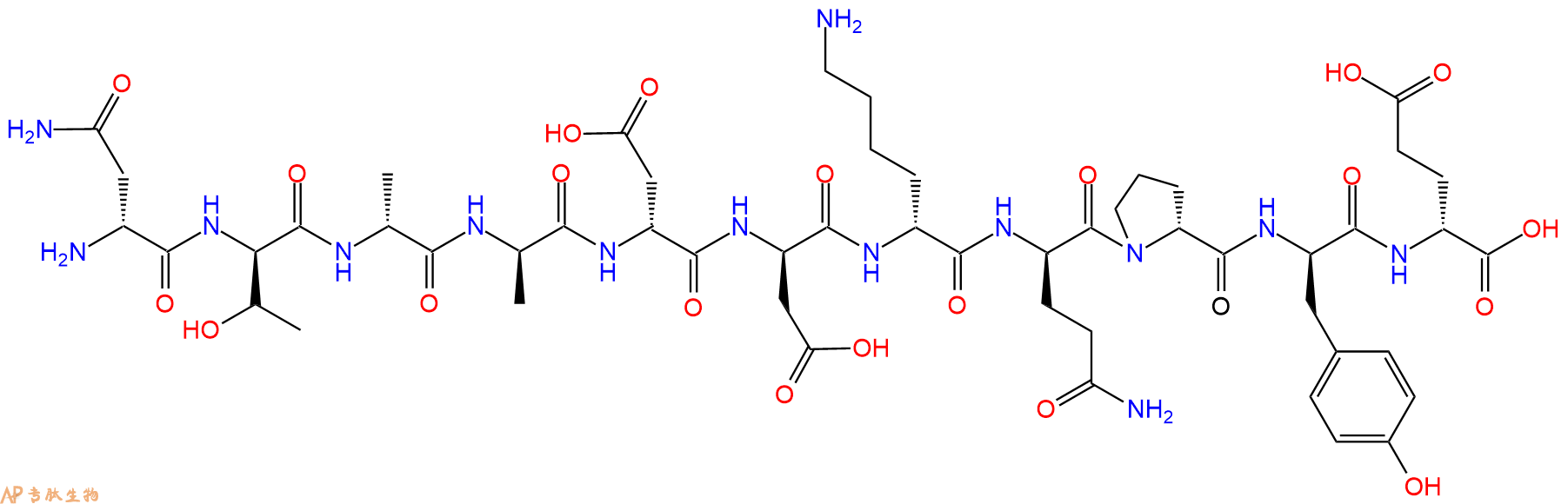 专肽生物产品H2N-DAsn-DThr-DAla-DAla-DAsp-DAsp-DLys-DGln-DPro-D