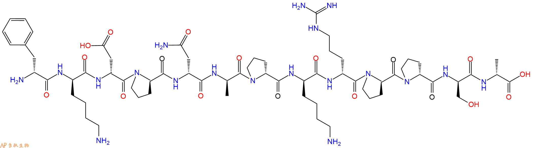 专肽生物产品H2N-DPhe-DLys-DAsp-DPro-DAsn-DAla-DPro-DLys-DArg-D