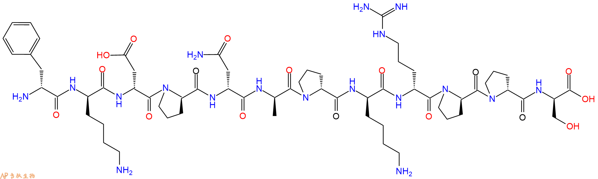 专肽生物产品H2N-DPhe-DLys-DAsp-DPro-DAsn-DAla-DPro-DLys-DArg-D