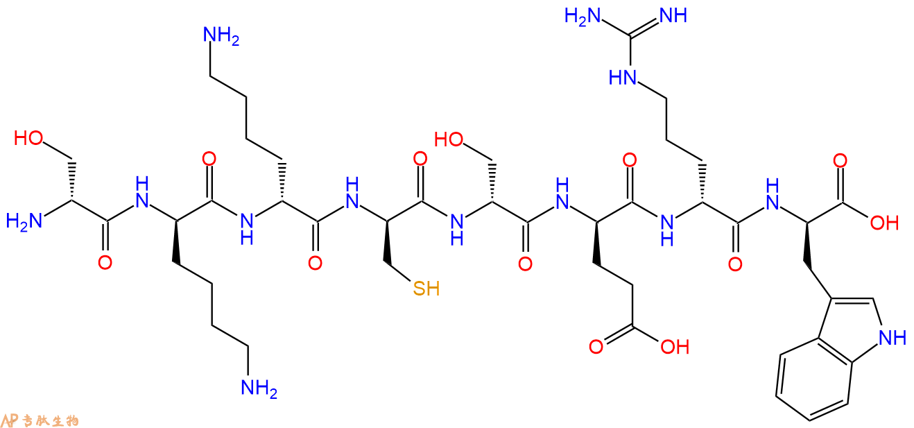 专肽生物产品H2N-DSer-DLys-DLys-DCys-DSer-DGlu-DArg-DTrp-COOH