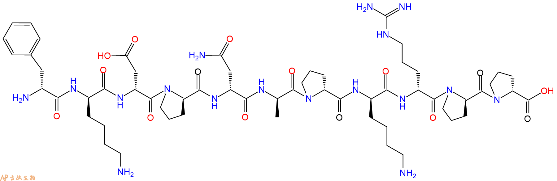专肽生物产品H2N-DPhe-DLys-DAsp-DPro-DAsn-DAla-DPro-DLys-DArg-D
