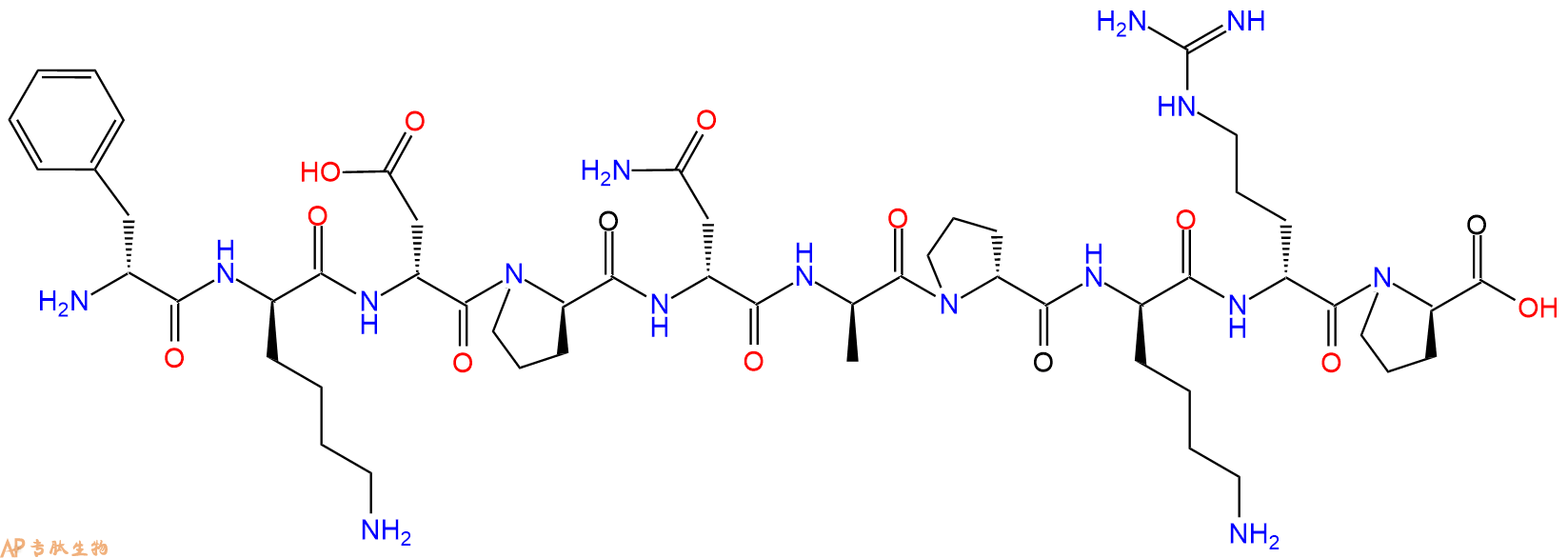专肽生物产品H2N-DPhe-DLys-DAsp-DPro-DAsn-DAla-DPro-DLys-DArg-D