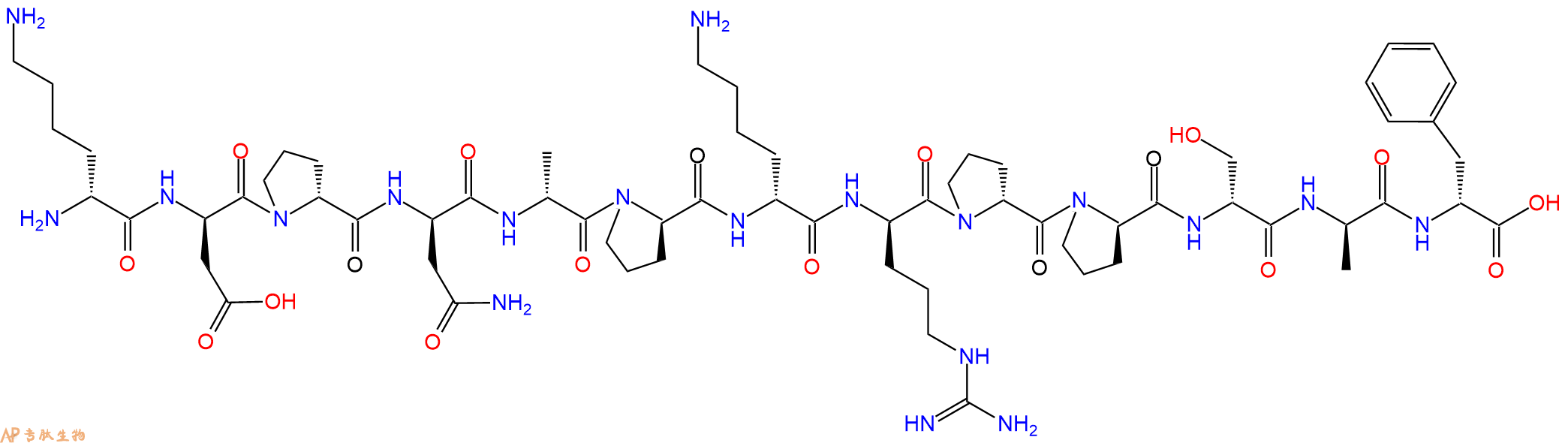 专肽生物产品H2N-DLys-DAsp-DPro-DAsn-DAla-DPro-DLys-DArg-DPro-D