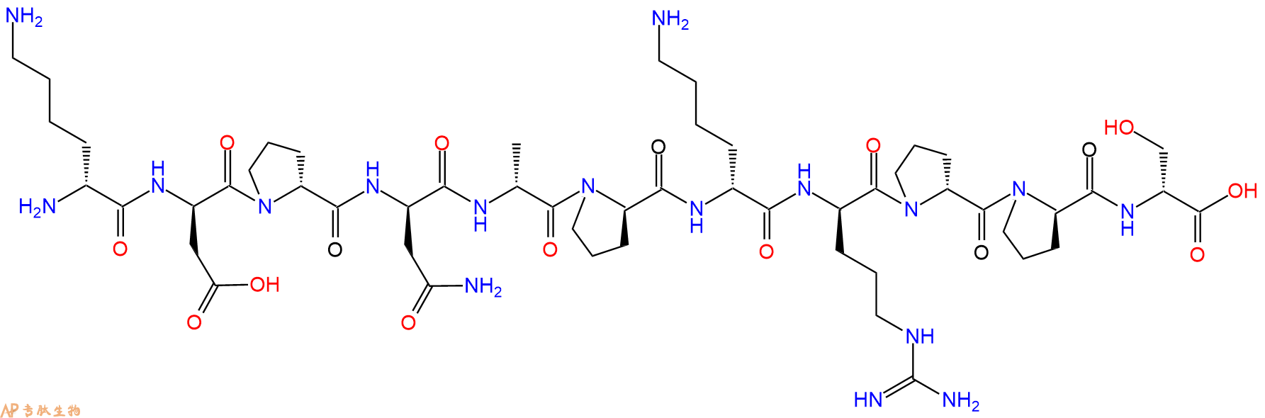 专肽生物产品H2N-DLys-DAsp-DPro-DAsn-DAla-DPro-DLys-DArg-DPro-D