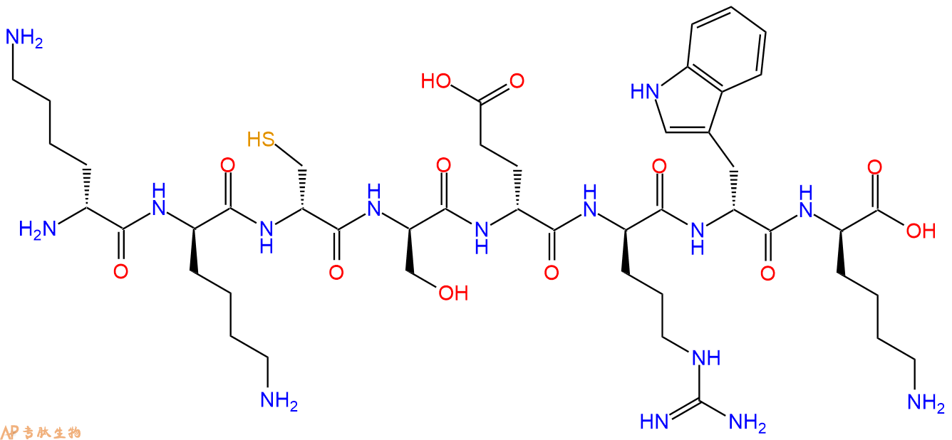 专肽生物产品H2N-DLys-DLys-DCys-DSer-DGlu-DArg-DTrp-DLys-COOH