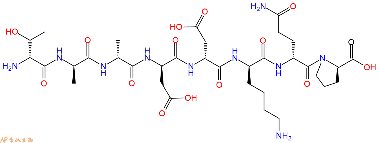 专肽生物产品H2N-DThr-DAla-DAla-DAsp-DAsp-DLys-DGln-DPro-COOH