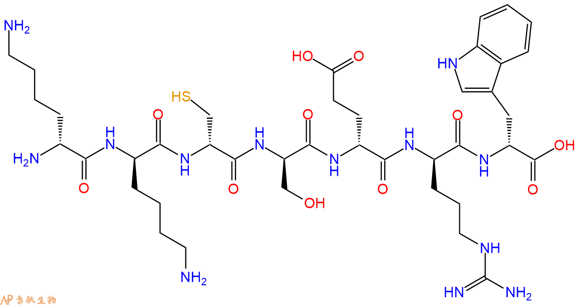 专肽生物产品H2N-DLys-DLys-DCys-DSer-DGlu-DArg-DTrp-COOH