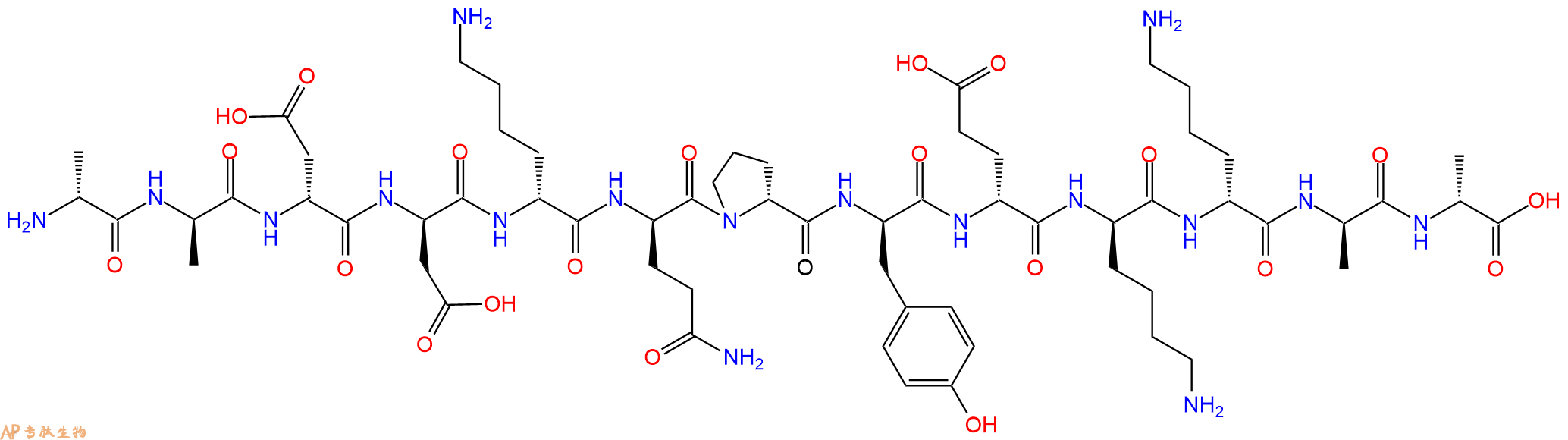 专肽生物产品H2N-DAla-DAla-DAsp-DAsp-DLys-DGln-DPro-DTyr-DGlu-D