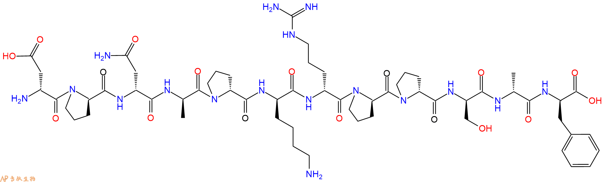 专肽生物产品H2N-DAsp-DPro-DAsn-DAla-DPro-DLys-DArg-DPro-DPro-D