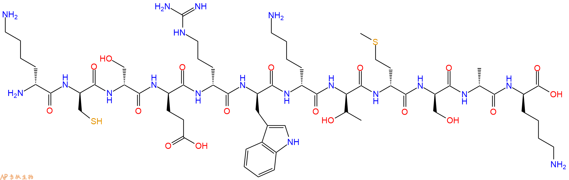 专肽生物产品H2N-DLys-DCys-DSer-DGlu-DArg-DTrp-DLys-DThr-DMet-D