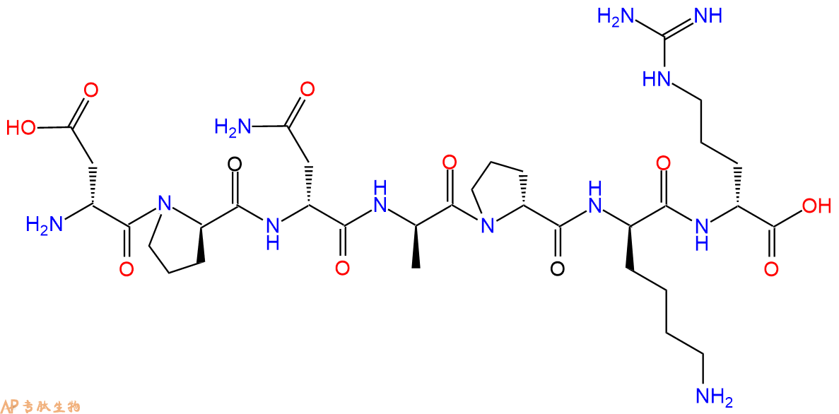 专肽生物产品H2N-DAsp-DPro-DAsn-DAla-DPro-DLys-DArg-COOH