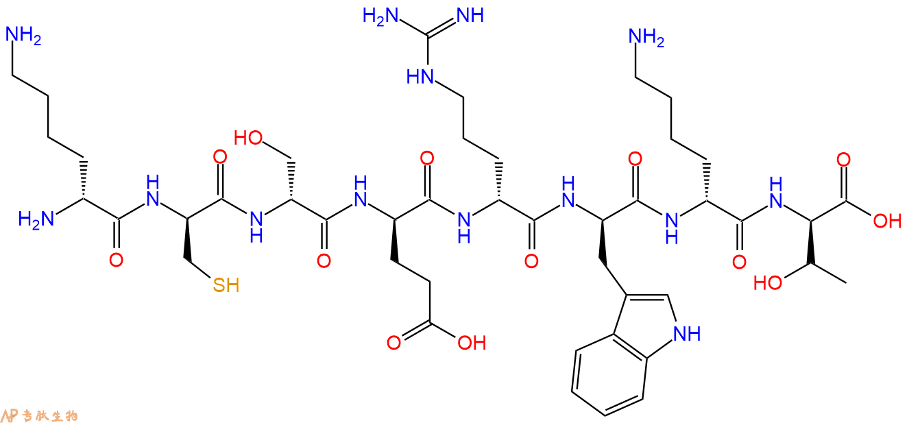 专肽生物产品H2N-DLys-DCys-DSer-DGlu-DArg-DTrp-DLys-DThr-COOH