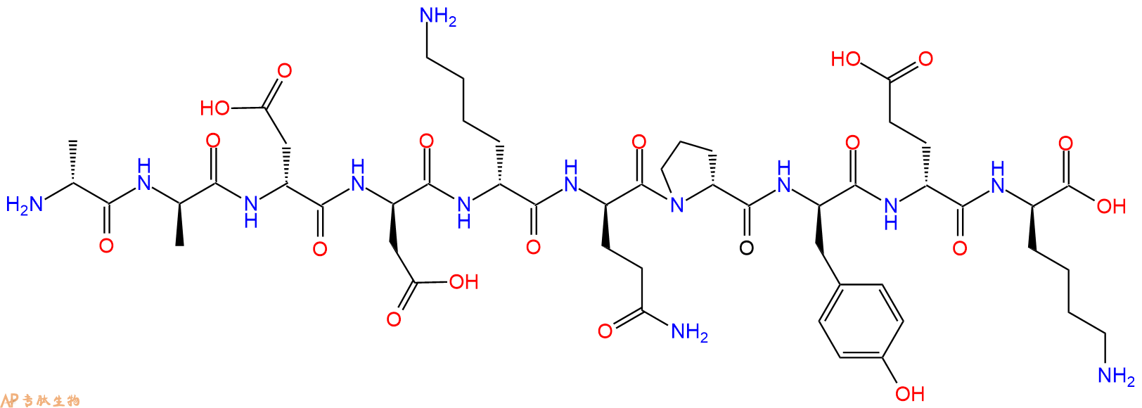 专肽生物产品H2N-DAla-DAla-DAsp-DAsp-DLys-DGln-DPro-DTyr-DGlu-D