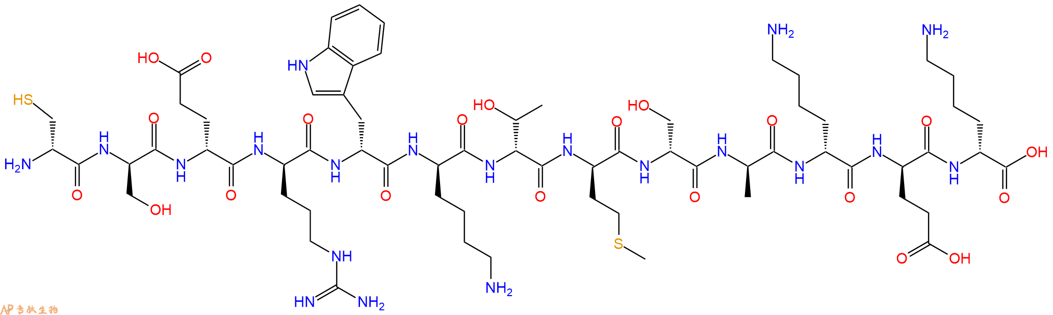 专肽生物产品H2N-DCys-DSer-DGlu-DArg-DTrp-DLys-DThr-DMet-DSer-D