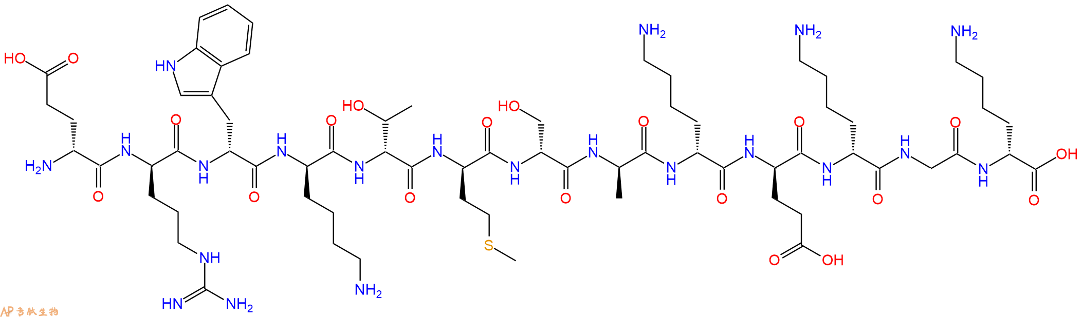 专肽生物产品H2N-DGlu-DArg-DTrp-DLys-DThr-DMet-DSer-DAla-DLys-D