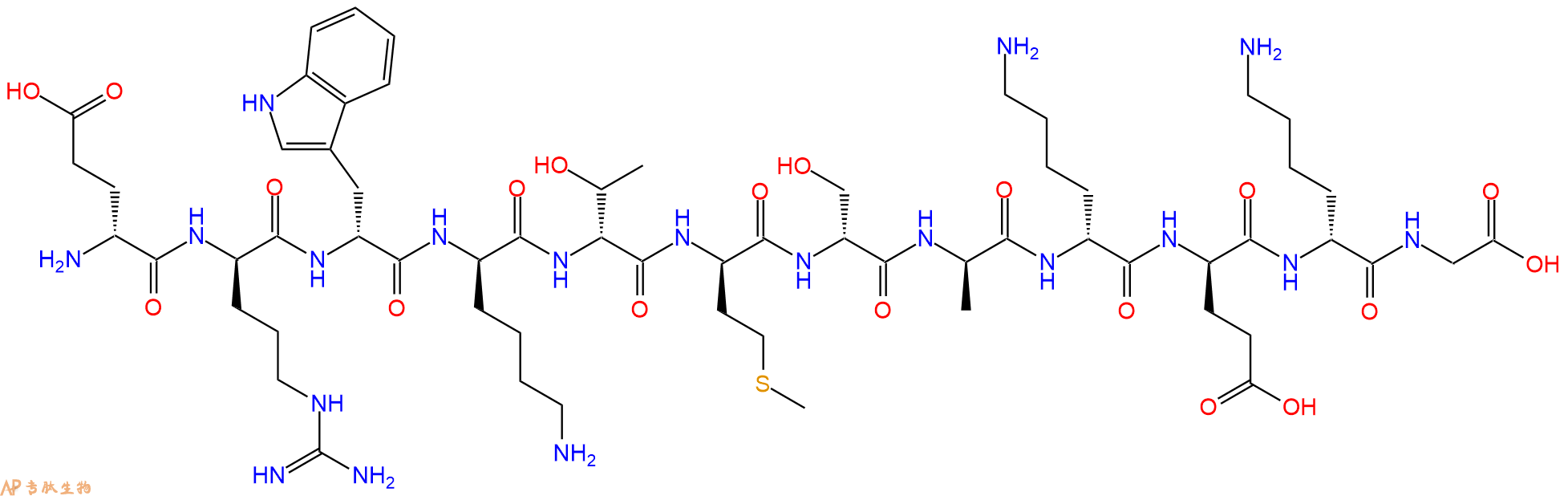 专肽生物产品H2N-DGlu-DArg-DTrp-DLys-DThr-DMet-DSer-DAla-DLys-D