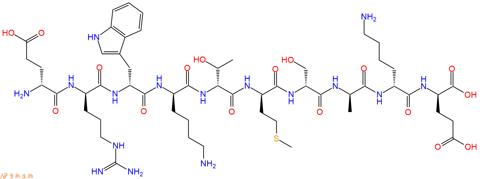 专肽生物产品H2N-DGlu-DArg-DTrp-DLys-DThr-DMet-DSer-DAla-DLys-D