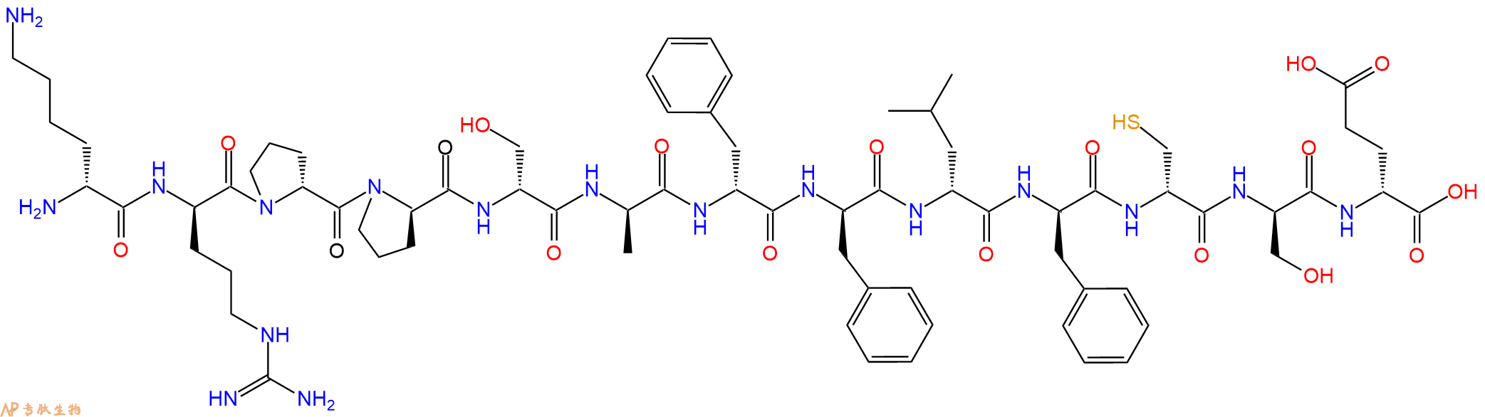 专肽生物产品H2N-DLys-DArg-DPro-DPro-DSer-DAla-DPhe-DPhe-DLeu-D
