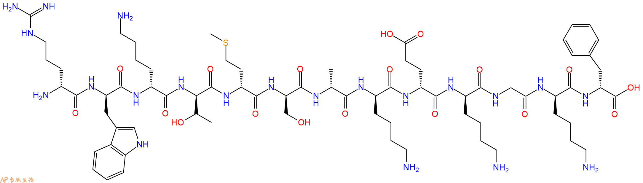 专肽生物产品H2N-DArg-DTrp-DLys-DThr-DMet-DSer-DAla-DLys-DGlu-D