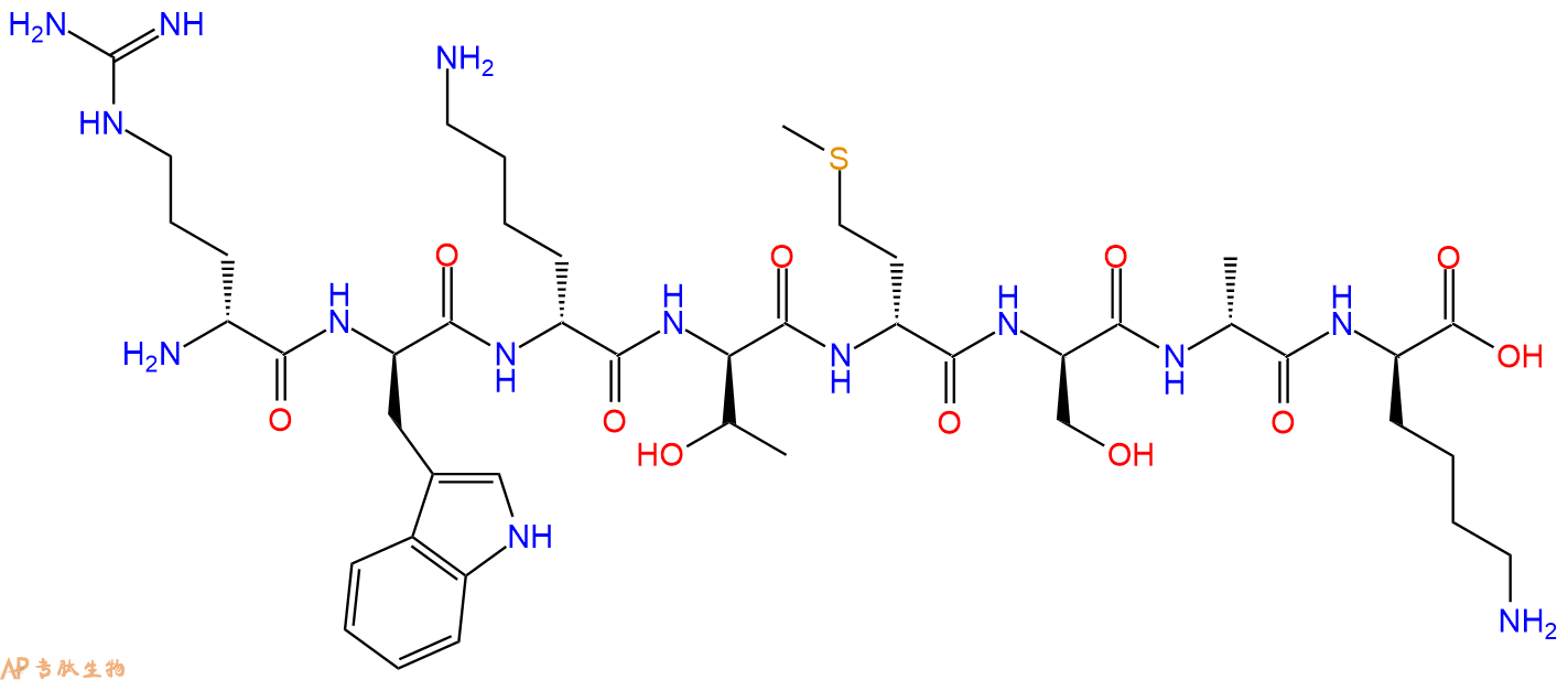 专肽生物产品H2N-DArg-DTrp-DLys-DThr-DMet-DSer-DAla-DLys-COOH