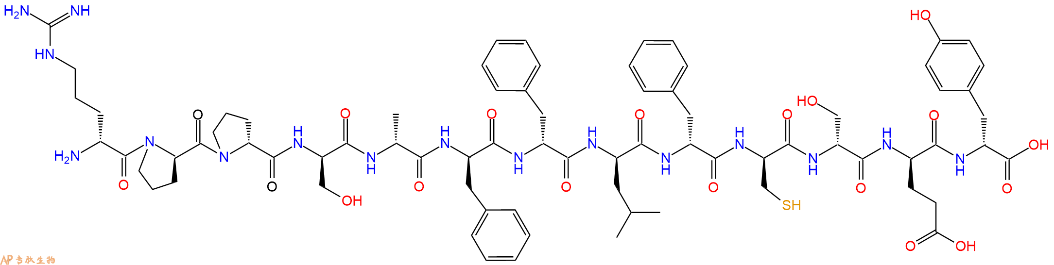 专肽生物产品H2N-DArg-DPro-DPro-DSer-DAla-DPhe-DPhe-DLeu-DPhe-D