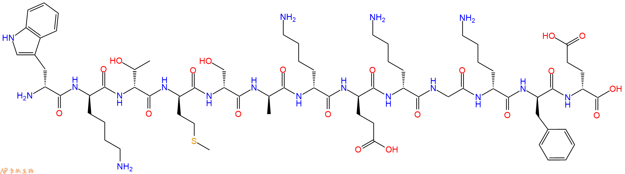 专肽生物产品H2N-DTrp-DLys-DThr-DMet-DSer-DAla-DLys-DGlu-DLys-G