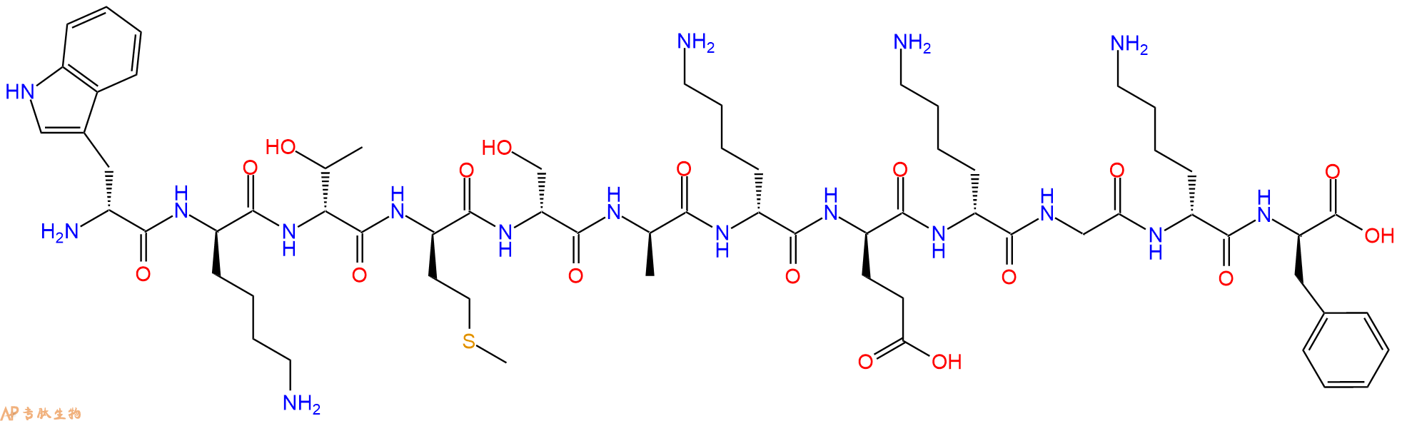 专肽生物产品H2N-DTrp-DLys-DThr-DMet-DSer-DAla-DLys-DGlu-DLys-G