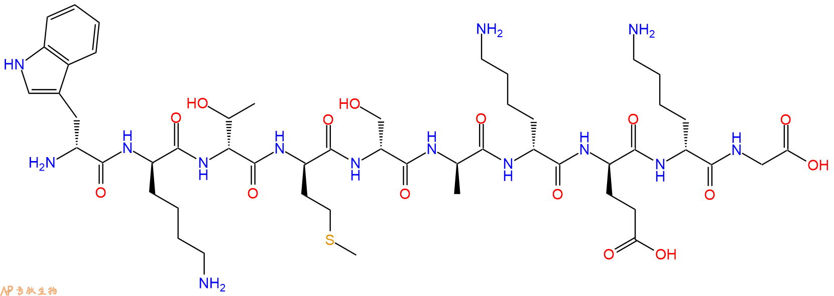 专肽生物产品H2N-DTrp-DLys-DThr-DMet-DSer-DAla-DLys-DGlu-DLys-G