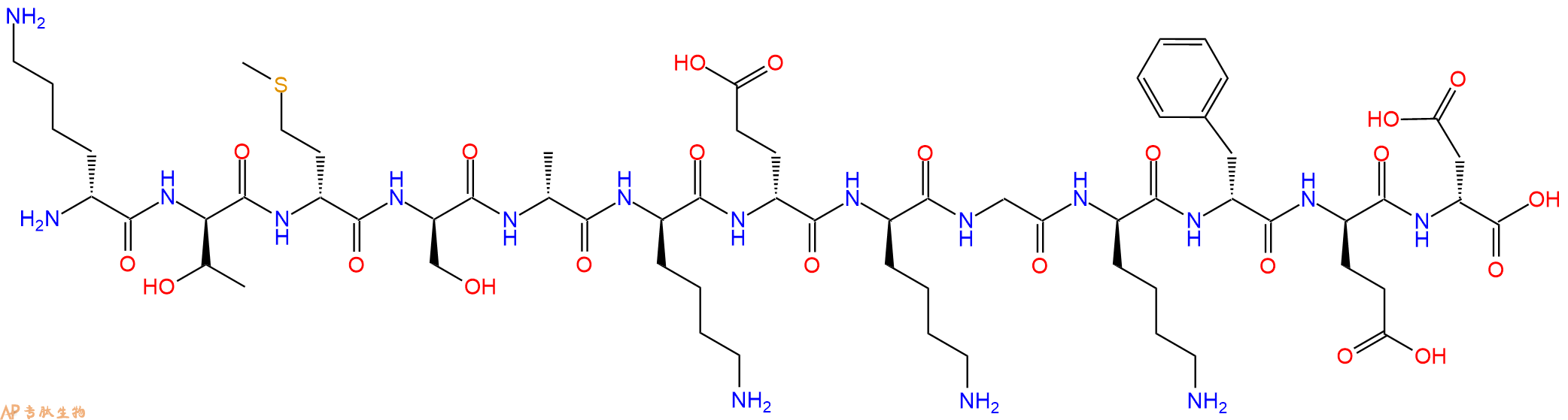 专肽生物产品H2N-DLys-DThr-DMet-DSer-DAla-DLys-DGlu-DLys-Gly-DL