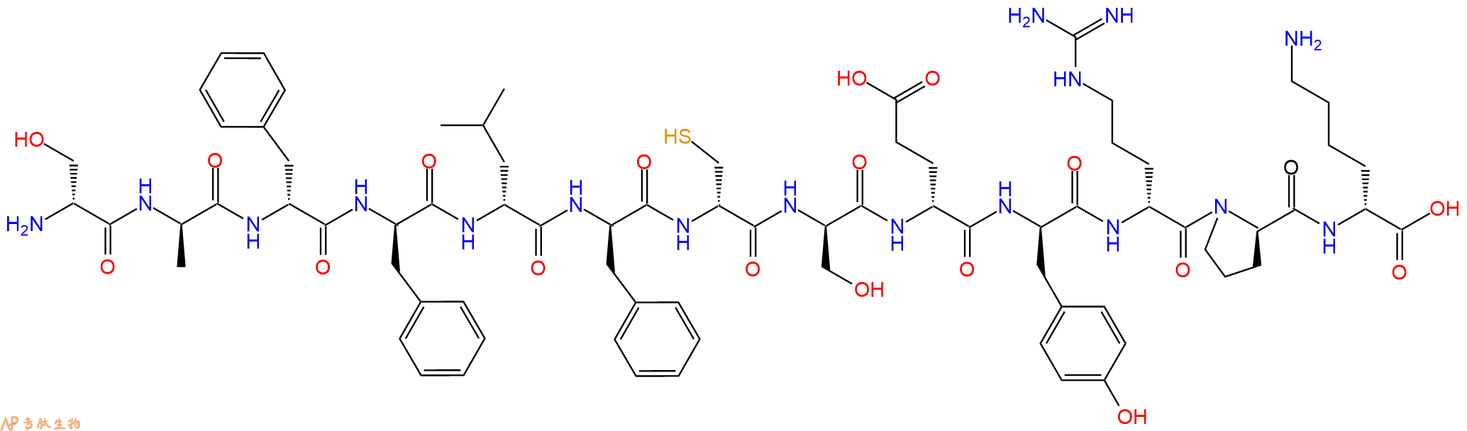专肽生物产品H2N-DSer-DAla-DPhe-DPhe-DLeu-DPhe-DCys-DSer-DGlu-D