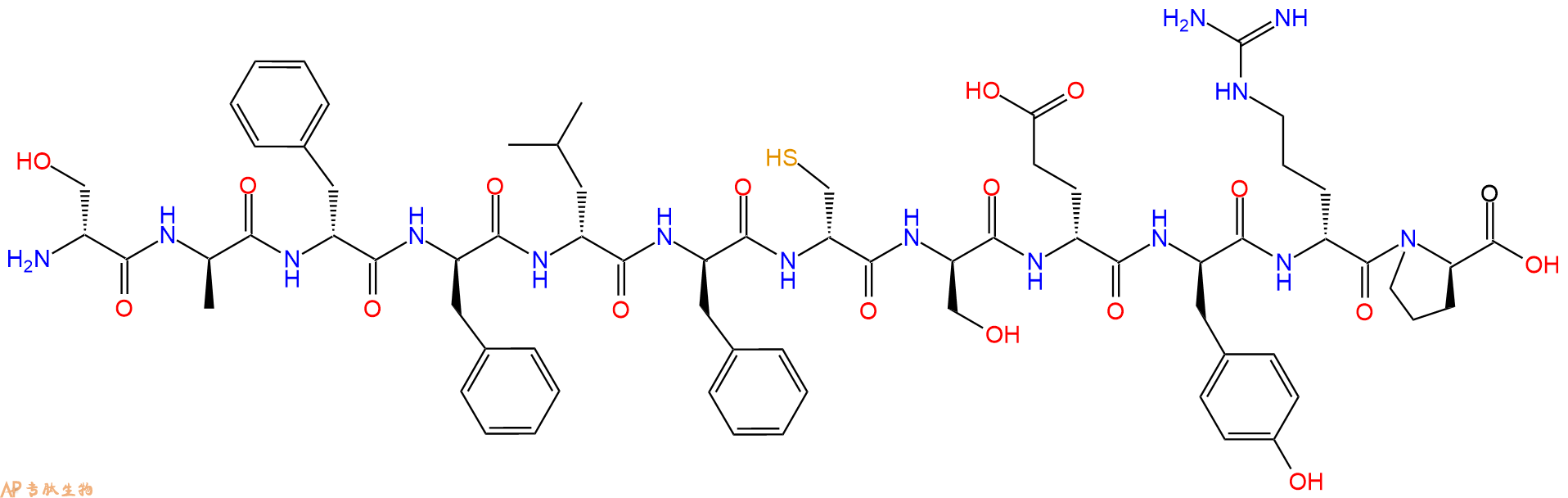 专肽生物产品H2N-DSer-DAla-DPhe-DPhe-DLeu-DPhe-DCys-DSer-DGlu-D