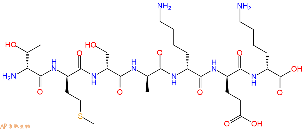 专肽生物产品H2N-DThr-DMet-DSer-DAla-DLys-DGlu-DLys-COOH
