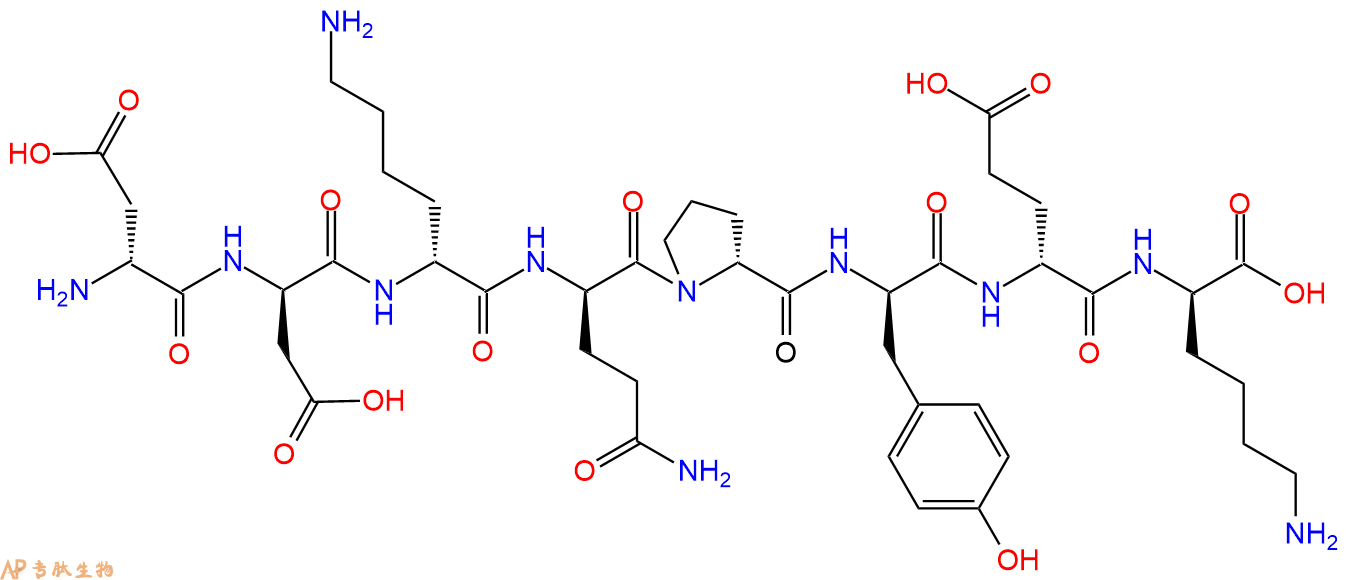 专肽生物产品H2N-DAsp-DAsp-DLys-DGln-DPro-DTyr-DGlu-DLys-COOH
