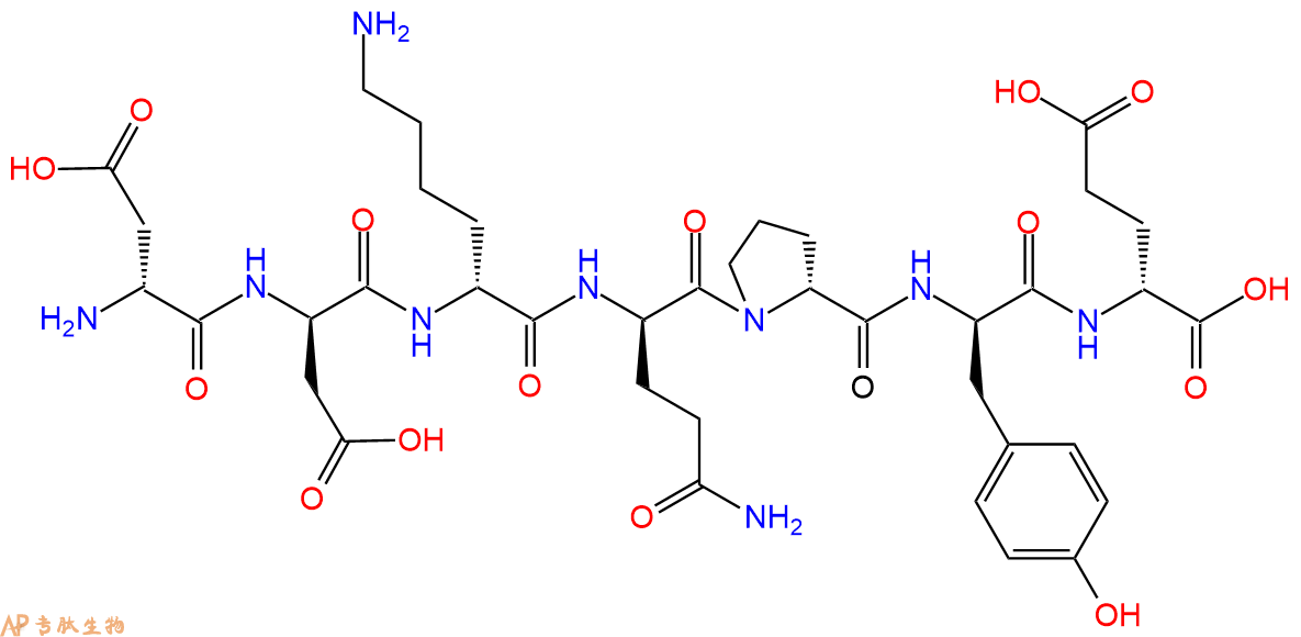 专肽生物产品H2N-DAsp-DAsp-DLys-DGln-DPro-DTyr-DGlu-COOH