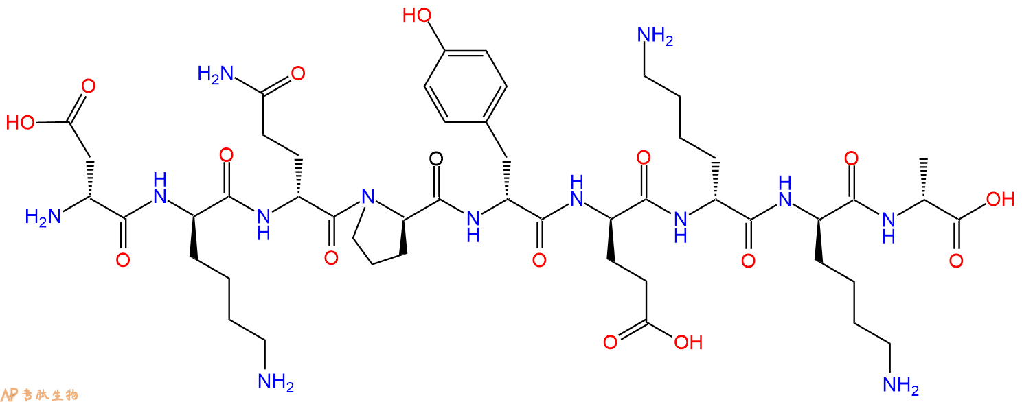 专肽生物产品H2N-DAsp-DLys-DGln-DPro-DTyr-DGlu-DLys-DLys-DAla-C
