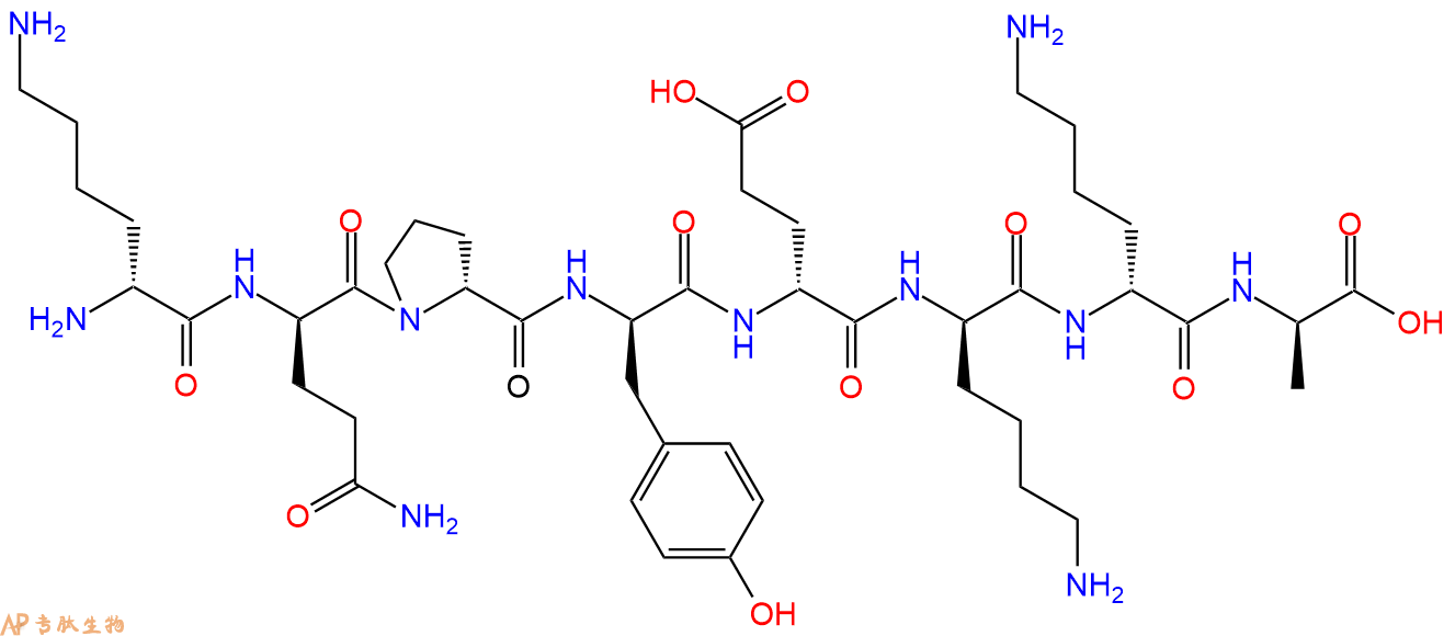 专肽生物产品H2N-DLys-DGln-DPro-DTyr-DGlu-DLys-DLys-DAla-COOH