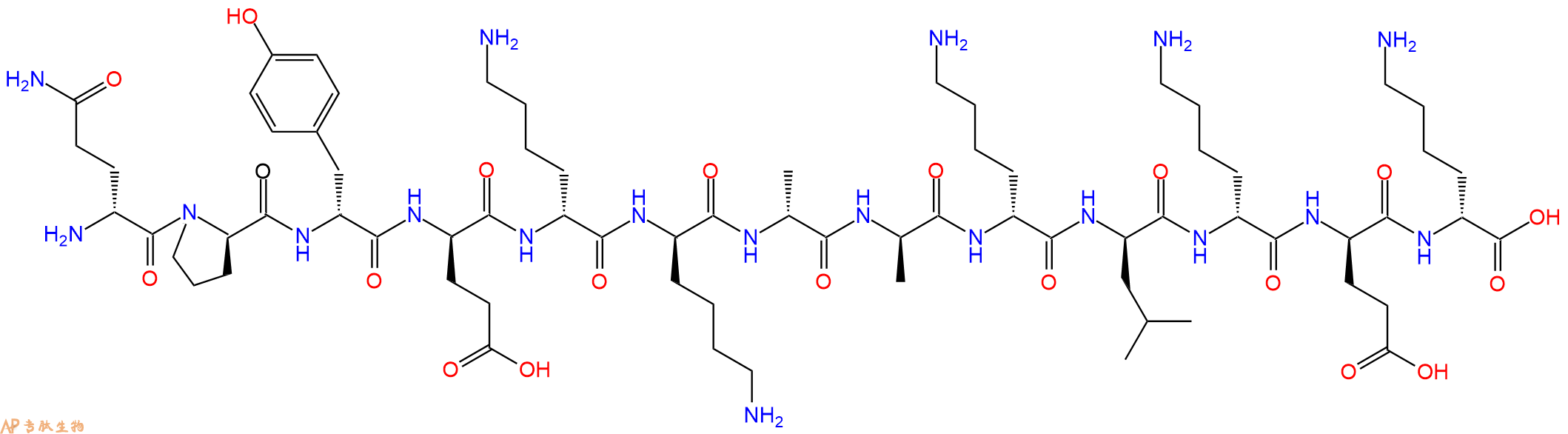 专肽生物产品H2N-DGln-DPro-DTyr-DGlu-DLys-DLys-DAla-DAla-DLys-D