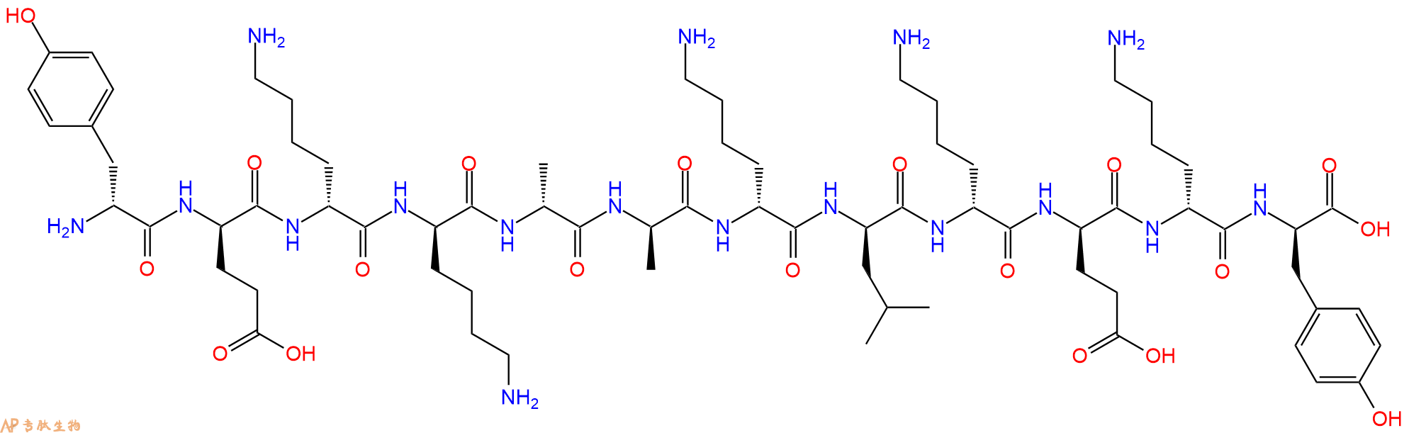 专肽生物产品H2N-DTyr-DGlu-DLys-DLys-DAla-DAla-DLys-DLeu-DLys-D