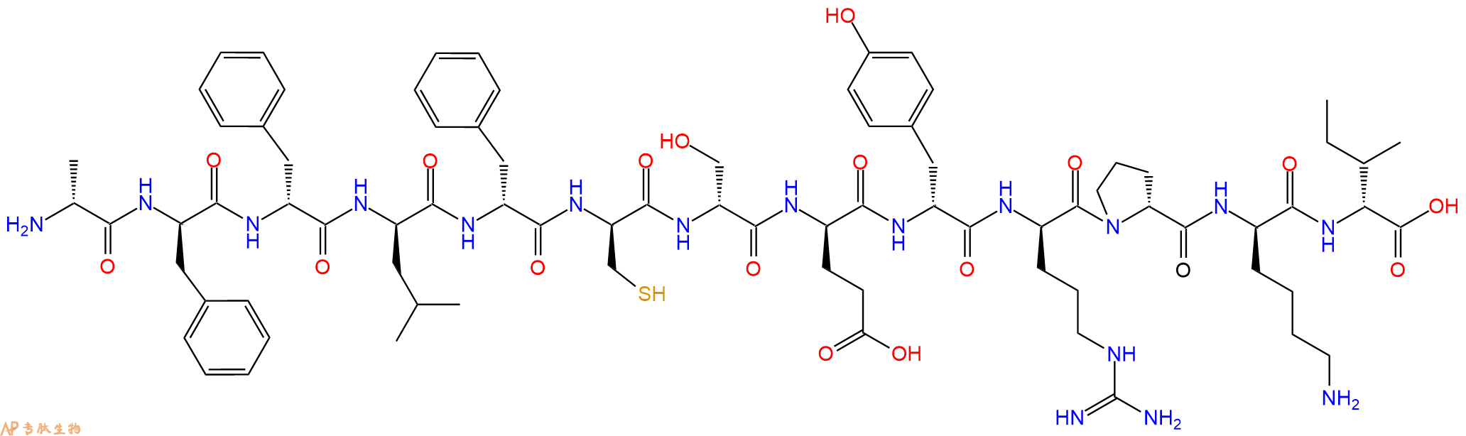 专肽生物产品H2N-DAla-DPhe-DPhe-DLeu-DPhe-DCys-DSer-DGlu-DTyr-D