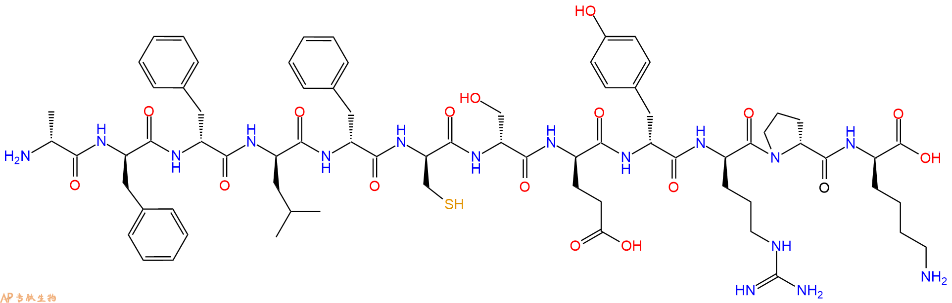 专肽生物产品H2N-DAla-DPhe-DPhe-DLeu-DPhe-DCys-DSer-DGlu-DTyr-D