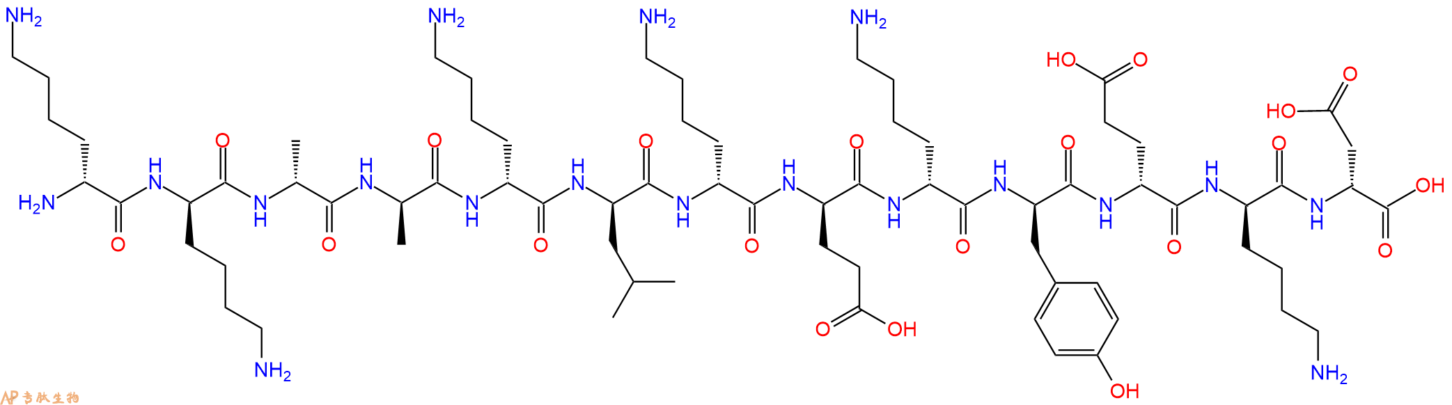专肽生物产品H2N-DLys-DLys-DAla-DAla-DLys-DLeu-DLys-DGlu-DLys-D