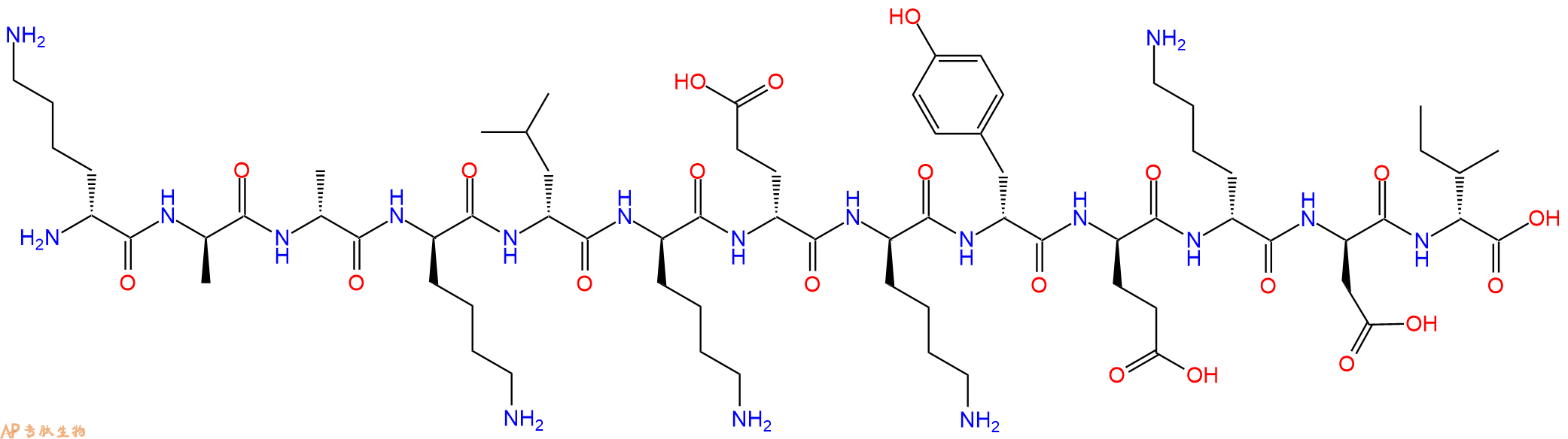 专肽生物产品H2N-DLys-DAla-DAla-DLys-DLeu-DLys-DGlu-DLys-DTyr-D