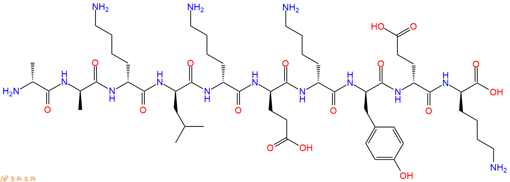专肽生物产品H2N-DAla-DAla-DLys-DLeu-DLys-DGlu-DLys-DTyr-DGlu-D
