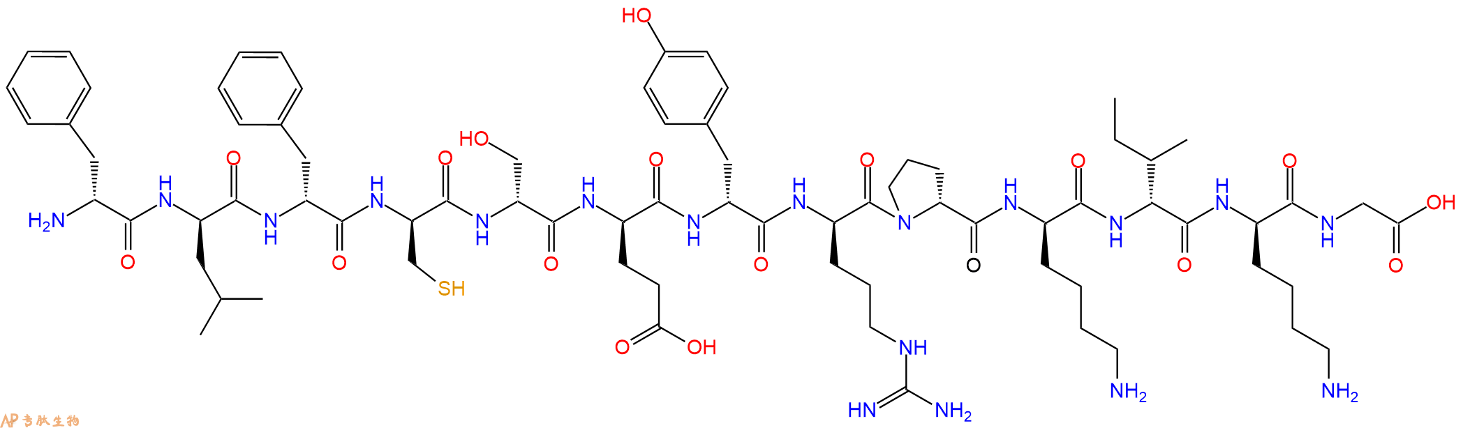 专肽生物产品H2N-DPhe-DLeu-DPhe-DCys-DSer-DGlu-DTyr-DArg-DPro-D