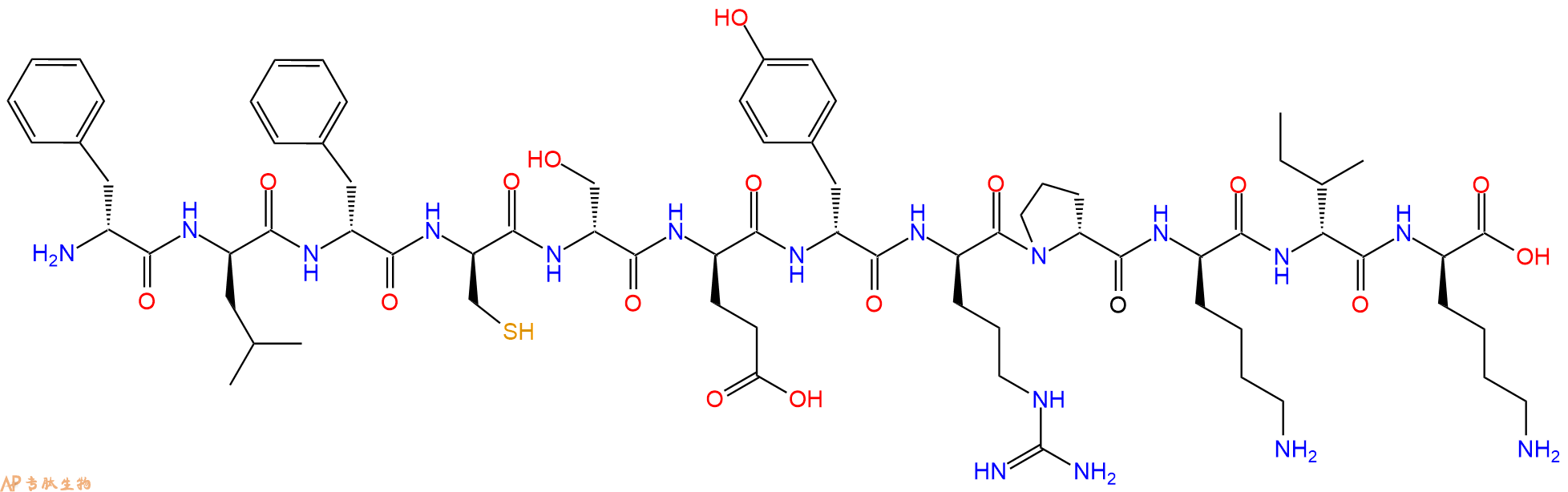 专肽生物产品H2N-DPhe-DLeu-DPhe-DCys-DSer-DGlu-DTyr-DArg-DPro-D